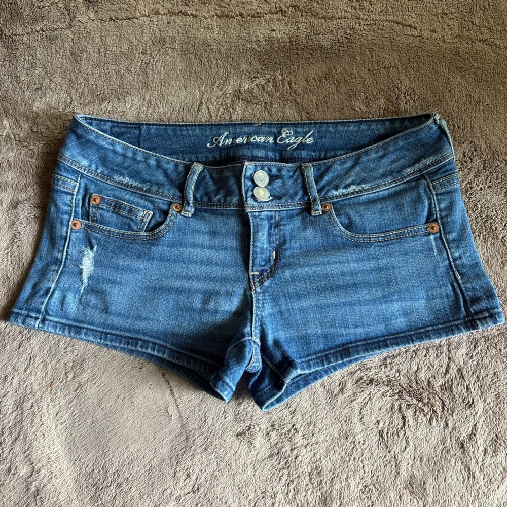 American Eagle Low Rise Dark Wash Micro Mini Denim Shorts size 4